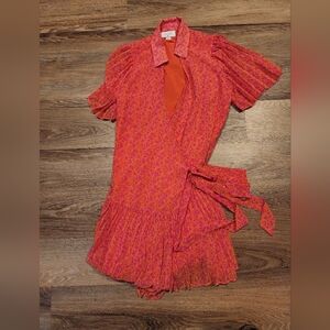 Alexie wrap pleated floral dress